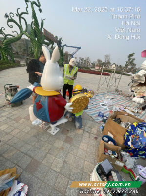 Thực tế thi công mô hình Thỏ Béo phát sáng bởi Artsky