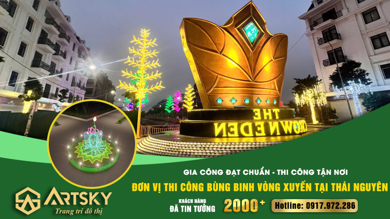 Đơn vị thi công bùng binh vòng xuyến tại Thái Nguyên