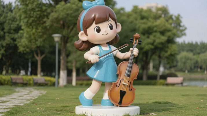 Tượng bé gái chơi đàn Violin chất liệu Composite đặt trang trí công viên