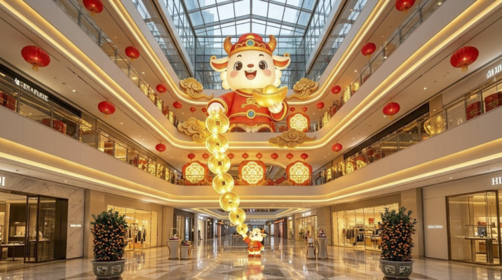 Decor trang trí Tết tại Thái Nguyên không gian giếng trời TTTM ArtSky