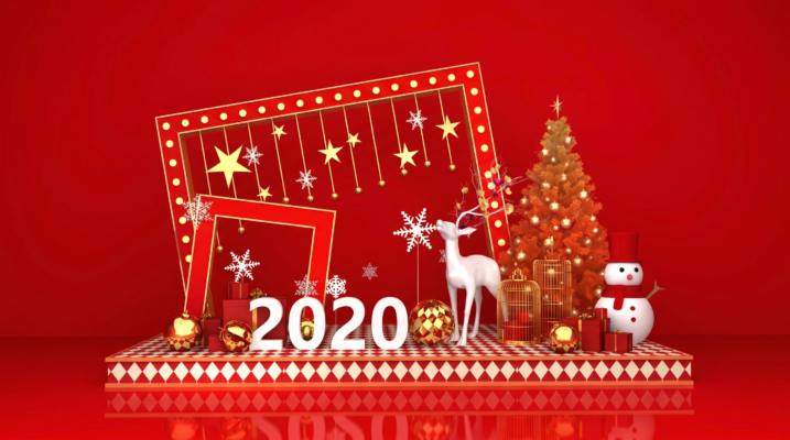 Mẫu tiểu cảnh tuần lộc trắng và cây thông đỏ trang trí Noel tại Hải Phòng