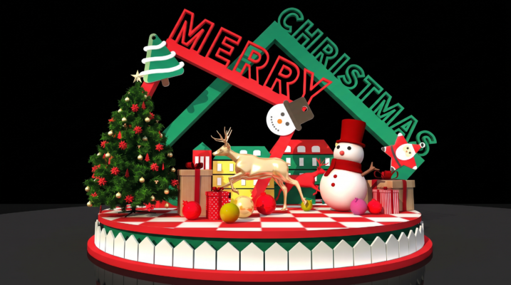 Tiểu cảnh khung vòm chữ Merry Christmas và linh vật tuần lộc đúc tại Cao Bằng