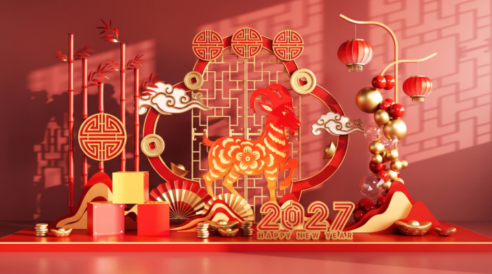 Tiểu cảnh linh vật Dê mạ vàng nghệ thuật decor Tết 2027 tại Hà Nội