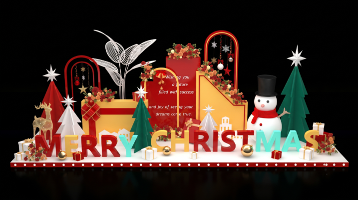 Phim trường trang trí Noel chữ Merry Christmas nổi và người tuyết tại Lào Cai