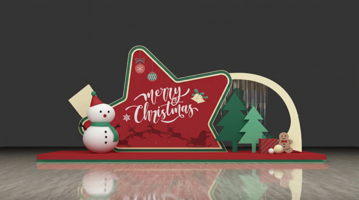 Tiểu cảnh trang trí Noel ngôi sao đỏ và người tuyết đúc Composite tại Hưng Yên