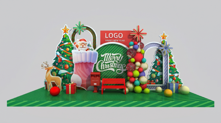 Đại cảnh Noel cổng vòm vớ đỏ khổng lồ và ông già Noel trang trí tại Hưng Yên