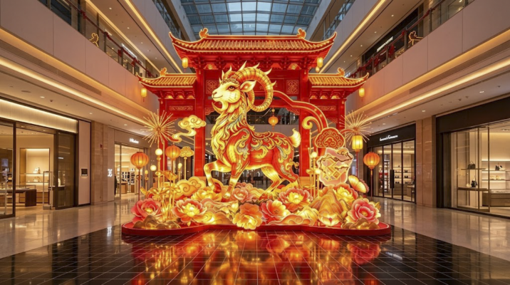 Decor trang trí Tết đại cảnh linh vật Dê Đinh Mùi 2027 ArtSky