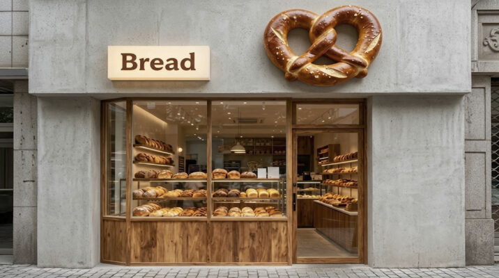 Mô hình Bánh Pretzel 3D Composite gắn mặt tiền cửa hàng sang trọng